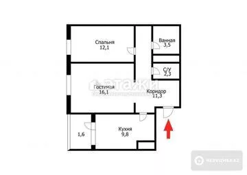 59 м², 2-комнатная квартира, этаж 12 из 12, 59 м², изображение - 0
