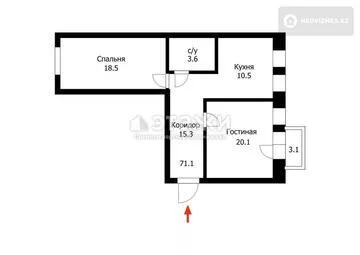 67.6 м², 2-комнатная квартира, этаж 5 из 6, 68 м², изображение - 11
