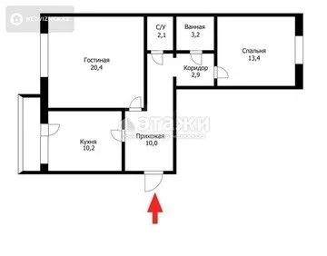 62 м², 2-комнатная квартира, этаж 7 из 9, 62 м², изображение - 10