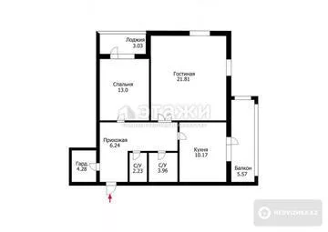 73 м², 2-комнатная квартира, этаж 6 из 9, 73 м², изображение - 13