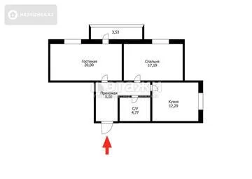 65.1 м², 2-комнатная квартира, этаж 2 из 16, 65 м², изображение - 0