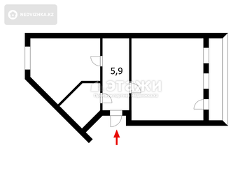 54.6 м², 2-комнатная квартира, этаж 5 из 5, 55 м², изображение - 22