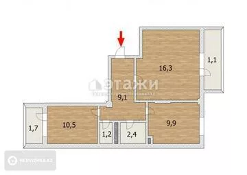 53 м², 2-комнатная квартира, этаж 6 из 12, 53 м², изображение - 10