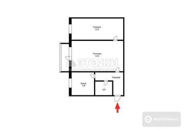 45 м², 2-комнатная квартира, этаж 5 из 5, 45 м², изображение - 3