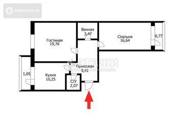 64 м², 2-комнатная квартира, этаж 1 из 9, 64 м², изображение - 2