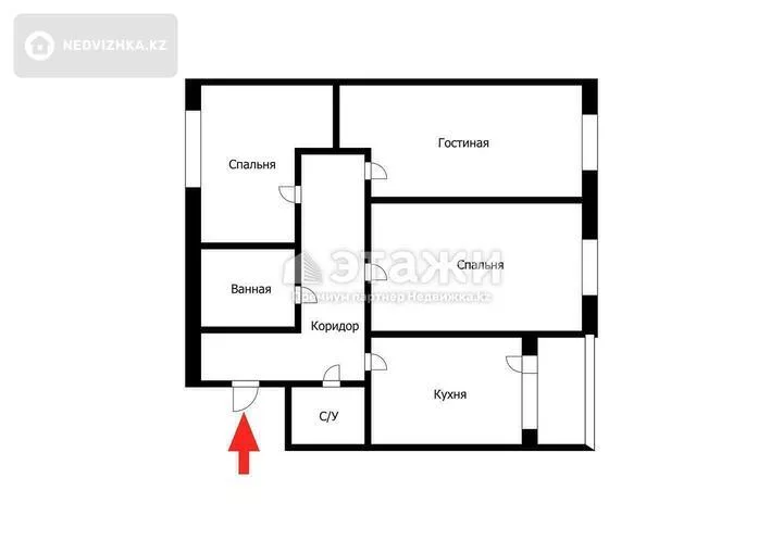 89 м², 3-комнатная квартира, этаж 8 из 9, 89 м², изображение - 1