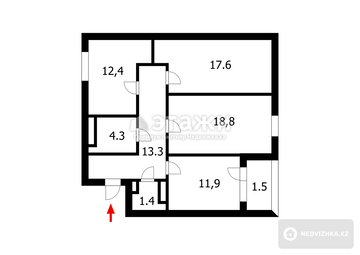 89 м², 3-комнатная квартира, этаж 8 из 9, 89 м², изображение - 0
