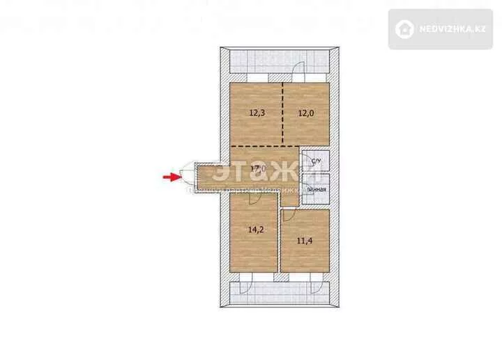 89 м², 3-комнатная квартира, этаж 10 из 22, 89 м², изображение - 1
