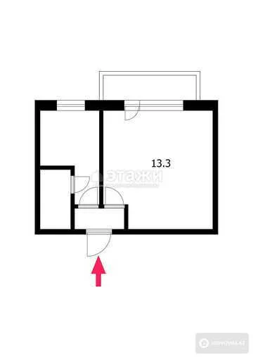31 м², 1-комнатная квартира, этаж 4 из 5, 31 м², изображение - 4