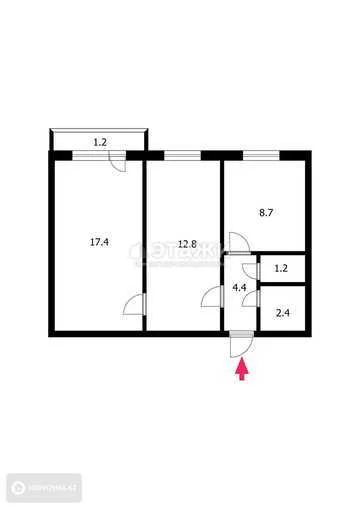 51 м², 2-комнатная квартира, этаж 9 из 9, 51 м², изображение - 10