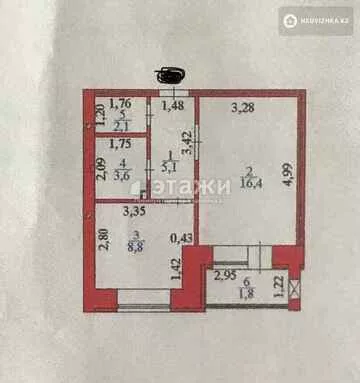 38 м², 1-комнатная квартира, этаж 5 из 16, 38 м², изображение - 7