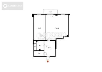64.8 м², 2-комнатная квартира, этаж 10 из 10, 65 м², изображение - 6