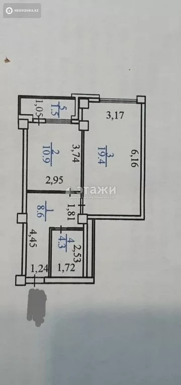 44.7 м², 1-комнатная квартира, этаж 7 из 23, 45 м², изображение - 6