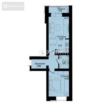 2-комнатная квартира, этаж 9 из 9, 52 м²