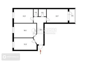 74.2 м², 3-комнатная квартира, этаж 9 из 9, 74 м², изображение - 13