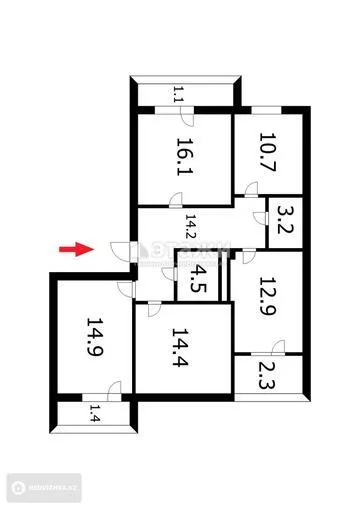 93 м², 4-комнатная квартира, этаж 3 из 12, 93 м², изображение - 14