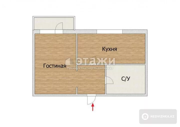 48 м², 1-комнатная квартира, этаж 14 из 14, 48 м², изображение - 1