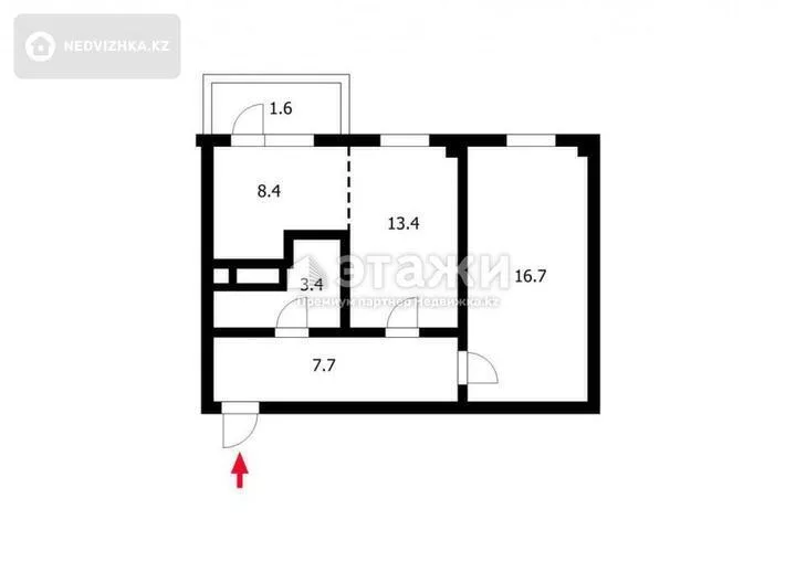 51 м², 2-комнатная квартира, этаж 14 из 15, 51 м², изображение - 1