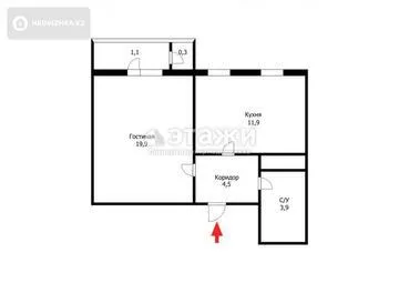 44.3 м², 1-комнатная квартира, этаж 5 из 12, 44 м², изображение - 6