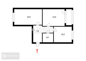 58.7 м², 2-комнатная квартира, этаж 3 из 5, 59 м², изображение - 35