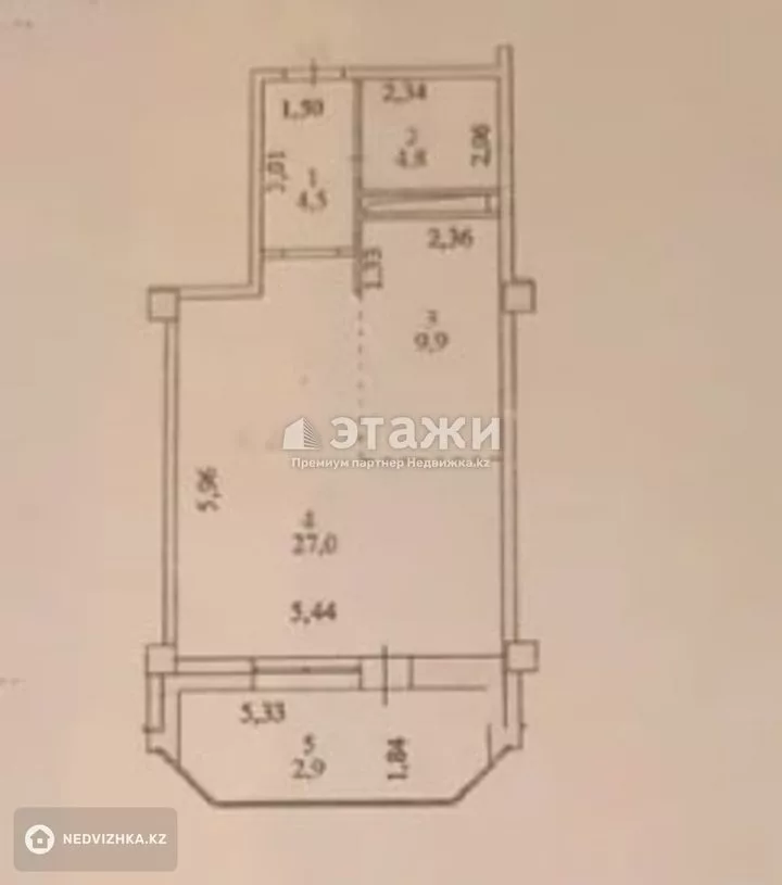 48.62 м², 1-комнатная квартира, этаж 11 из 13, 49 м², изображение - 1