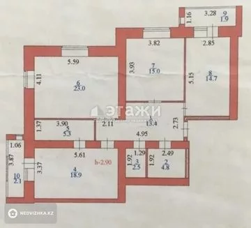 103 м², 3-комнатная квартира, этаж 8 из 9, 103 м², изображение - 13