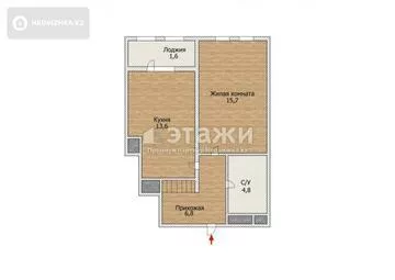 47 м², 1-комнатная квартира, этаж 7 из 7, 47 м², изображение - 13