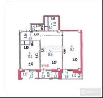 61.2 м², 2-комнатная квартира, этаж 7 из 7, 61 м², изображение - 23