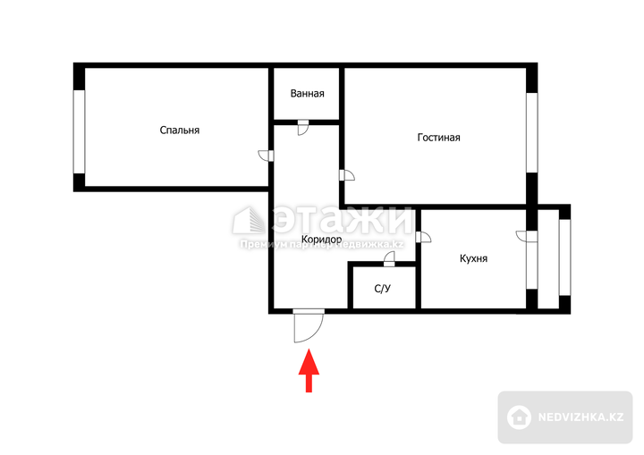 57 м², 2-комнатная квартира, этаж 11 из 12, 57 м², изображение - 1