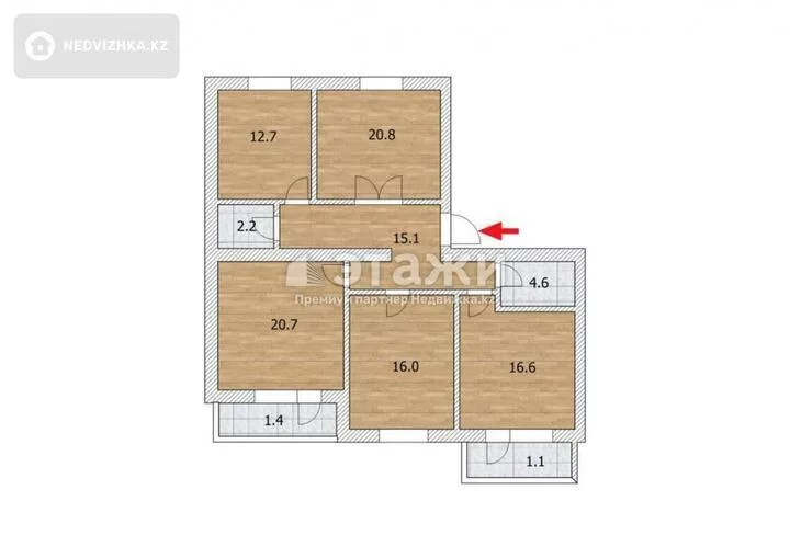 109 м², 4-комнатная квартира, этаж 1 из 9, 109 м², изображение - 1