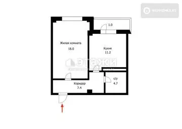 41 м², 1-комнатная квартира, этаж 1 из 5, 41 м², изображение - 8