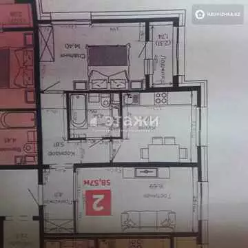 58 м², 2-комнатная квартира, этаж 8 из 9, 58 м², изображение - 7