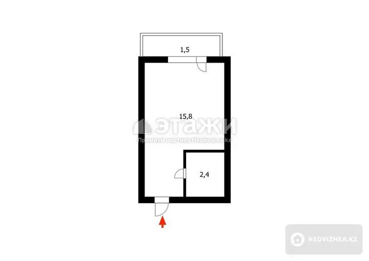 30 м², 1-комнатная квартира, этаж 4 из 5, 30 м², изображение - 1