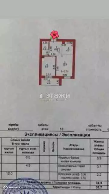 36.7 м², 1-комнатная квартира, этаж 10 из 10, 37 м², изображение - 4