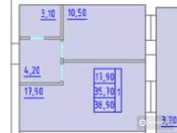 1-комнатная квартира, этаж 3 из 9, 39 м²