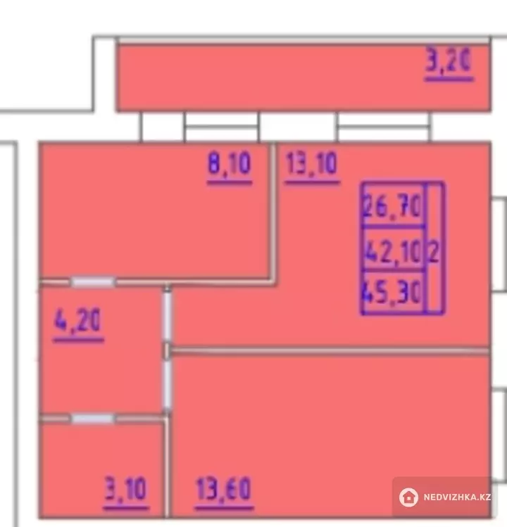 46 м², 2-комнатная квартира, этаж 5 из 9, 46 м², изображение - 1