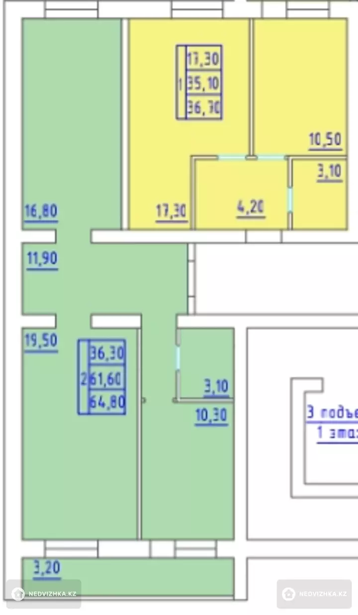 65 м², 2-комнатная квартира, этаж 3 из 9, 65 м², изображение - 1