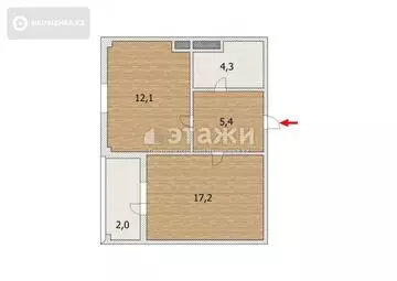 39 м², 1-комнатная квартира, этаж 7 из 8, 39 м², изображение - 9