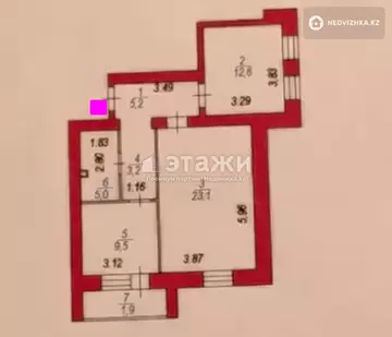 60.5 м², 2-комнатная квартира, этаж 4 из 9, 60 м², изображение - 9