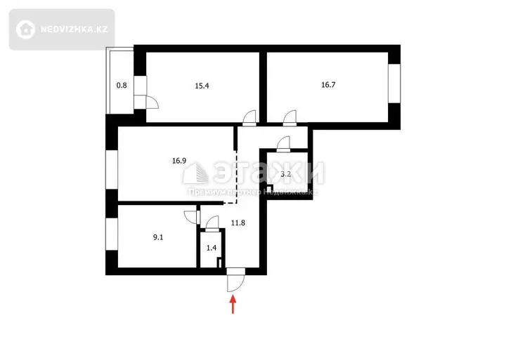 78 м², 3-комнатная квартира, этаж 1 из 9, 78 м², изображение - 1