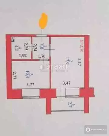 39 м², 2-комнатная квартира, этаж 7 из 14, 39 м², изображение - 10