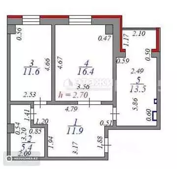 58.8 м², 2-комнатная квартира, этаж 6 из 12, 59 м², изображение - 9