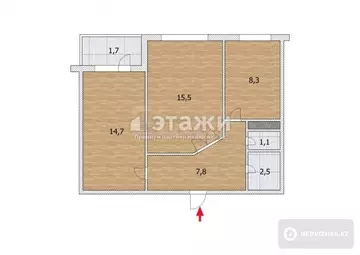 51.2 м², 2-комнатная квартира, этаж 1 из 5, 51 м², изображение - 9