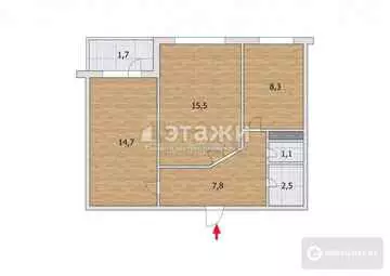 51.2 м², 2-комнатная квартира, этаж 1 из 5, 51 м², изображение - 13