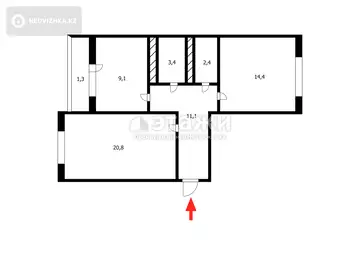 68 м², 2-комнатная квартира, этаж 1 из 12, 68 м², изображение - 7