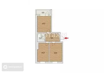 55.7 м², 2-комнатная квартира, этаж 4 из 18, 56 м², изображение - 31