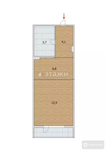 29 м², 1-комнатная квартира, этаж 11 из 16, 29 м², изображение - 4