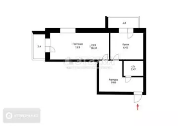 38.7 м², 1-комнатная квартира, этаж 7 из 10, 39 м², изображение - 19