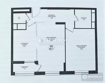 56.7 м², 2-комнатная квартира, этаж 3 из 10, 57 м², изображение - 21