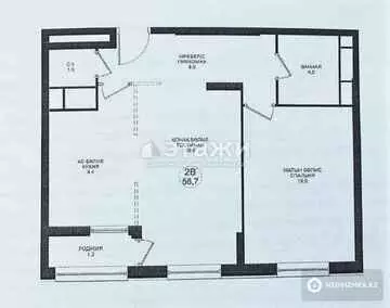 56.7 м², 2-комнатная квартира, этаж 3 из 10, 57 м², изображение - 22